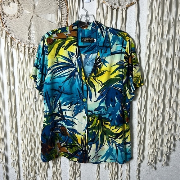 Jams World Short Sleeve Button Down 50th Anniversary Rayon Shirt Size M - Picture 1 of 8